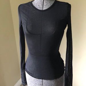 Black Mesh Long Sleeve Shirt